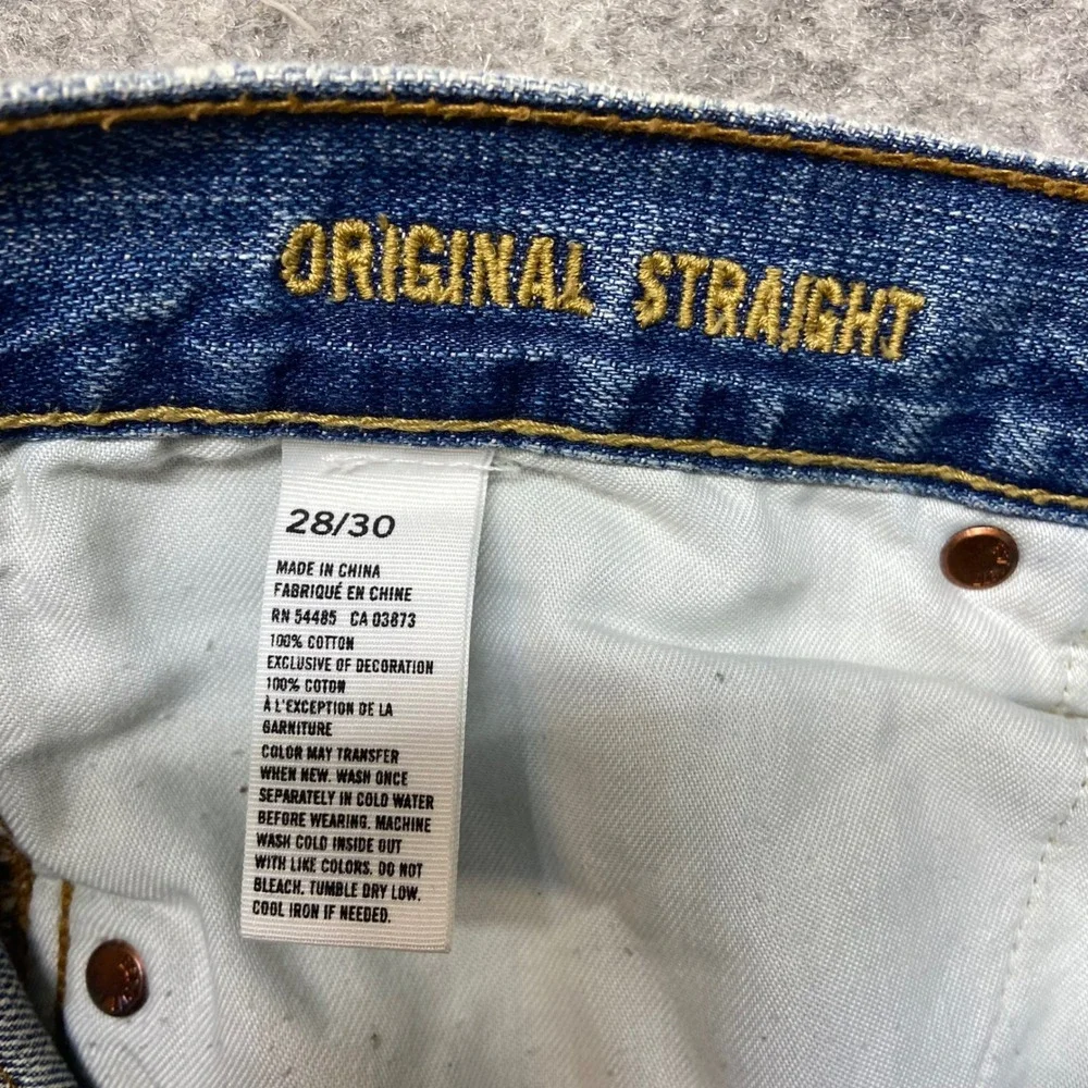 Vintage American Eagle Original Straight‎ Jeans Mens 28x30 Blue Distressed Denim